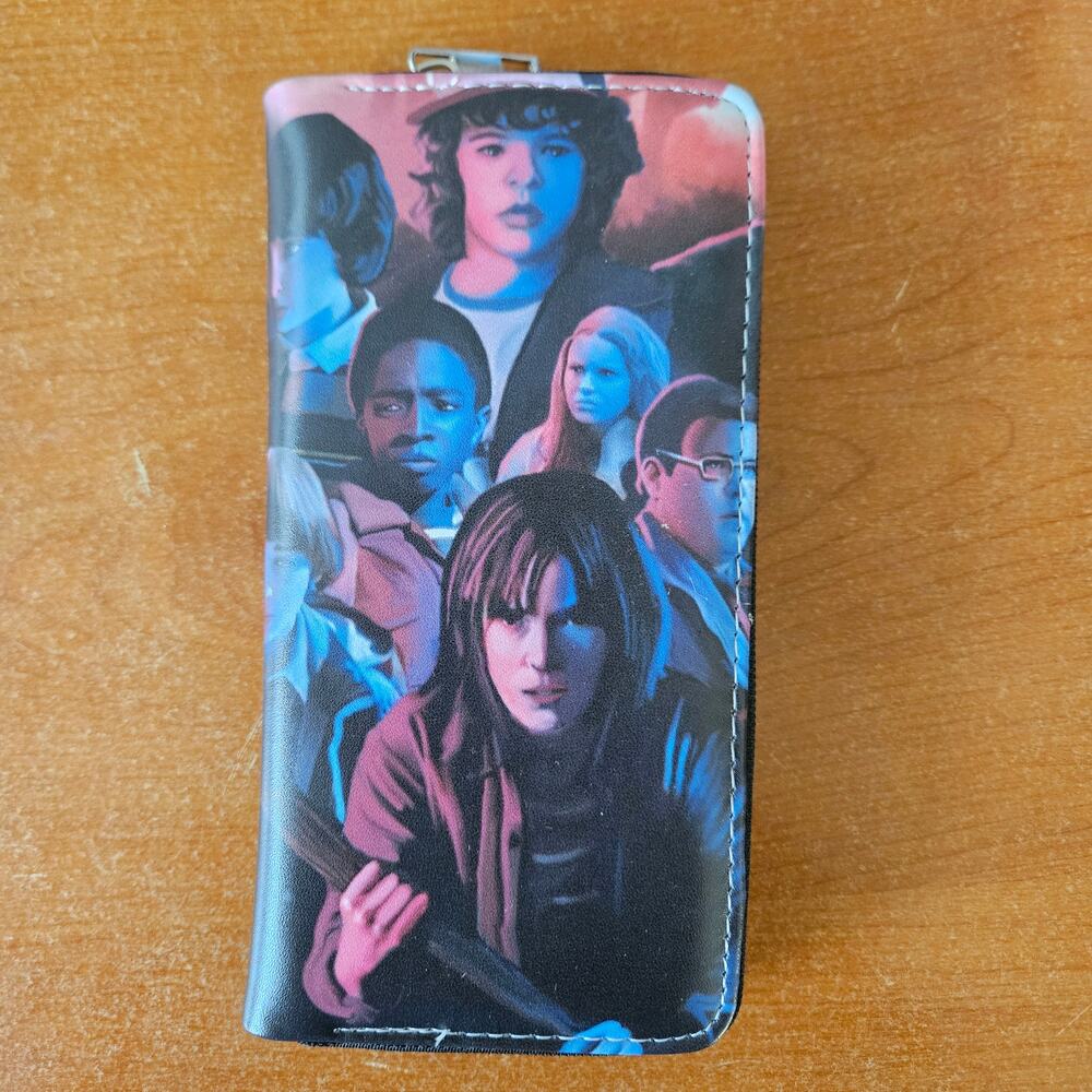 Stranger Things Cast Zip-Around Wallet - Neon Glow Faux Leather